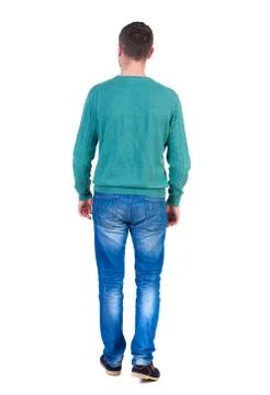 Back view of going  handsome man Stock Photos