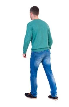 Back view of going  handsome man Stock Photos