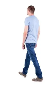 Back view of going  handsome man in jeans Stock Photos