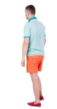 Back view of going  handsome man in shorts.  walking young guy Foto stock