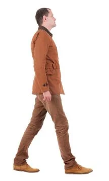 Back view of going  handsome man in jeans and jacket Foto stock