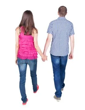 Back view of going young couple 스톡 사진