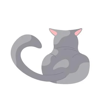 Back view of grey cat with ears back 스톡 일러스트