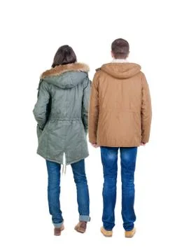 Back view group of people in jacket Stock Photos