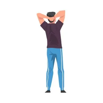 Back View of Guy, Young Man Viewed from Behind Wearing Casual Clothes Standing Stock Illustration