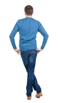 Back view of handsome man in blue pullover Stock-Fotos