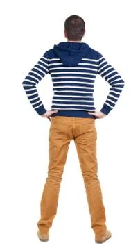 Back view of handsome man in blue striped sweater Foto stock