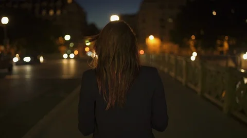 Back view of Happy Attractive stylish caucasian modern woman wearing flower Видео 119360047