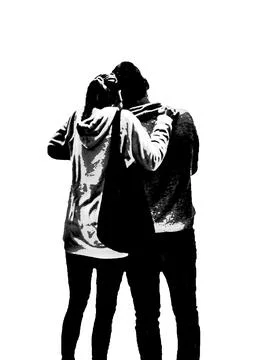 Back View Hugging Couple Isolated Graphic Ilustração Stock