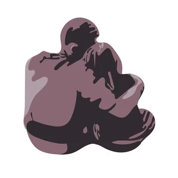 Back view of hugging couple sitting isolated on white background Stock Illustration