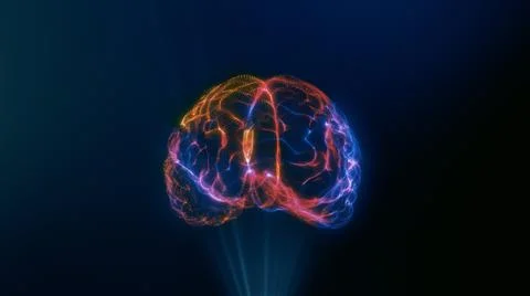 Back view of human Artificial Intelligence. Human brain. Nano technology Stock Illustration