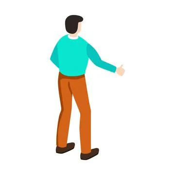 Back View of a Human Standing. Isolated Design Element. Person in Full length Stock Illustration