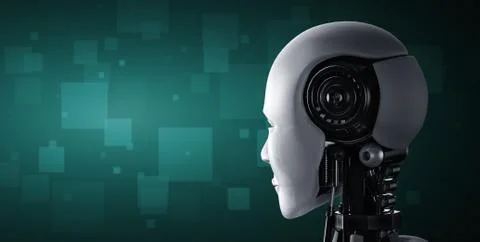 Back view of humanoid AI robot head Stock Illustration