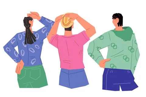 Back view images of people standing and watching, vector illustration isolate Stock Illustration