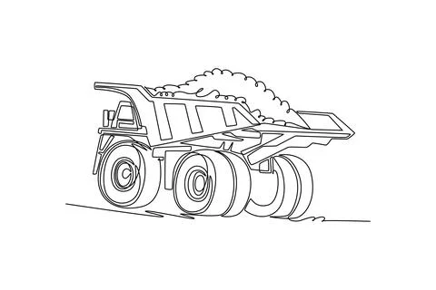 Back view of industrial mining dump truck carrying heavy load Ilustração Stock