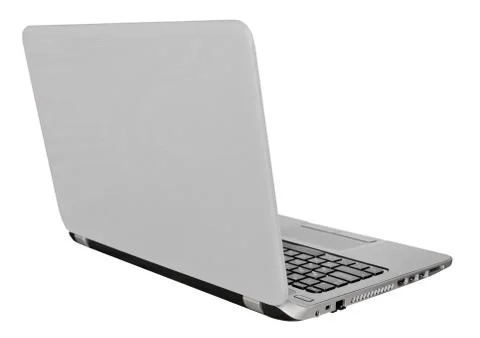 Back view of laptop with with open display Stock Photos