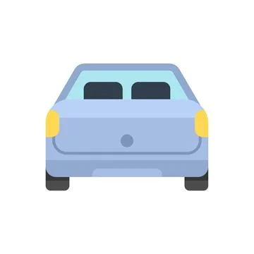 Back view of a light blue car parking illustration Stock Illustration