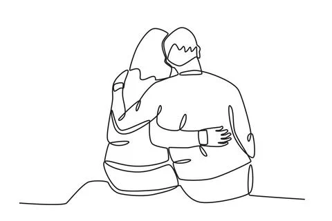 Back view of lovers hugging each other Stock Illustration