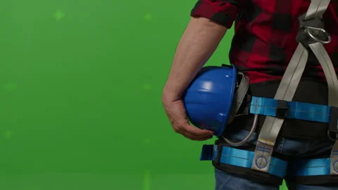 Back View Of A Male worker With Safety Helmet in His Hand Stock Footage 244122084