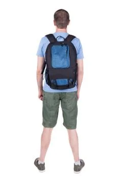 Back view of man with   backpack looking up Stock-Fotos