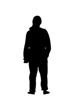 Back View of Man with Bag Silhouette Illustrazione stock
