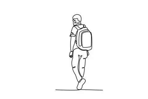 Back view of a man carrying a backpack Stock Illustration