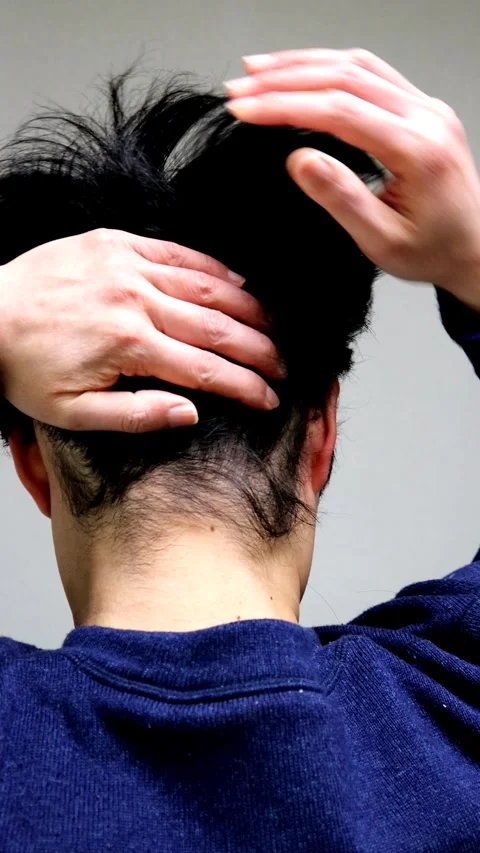 The back view of a man with his nape exposed. Stock-Footage 336229144