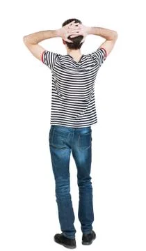 Back view of man in jeans Stock Photos