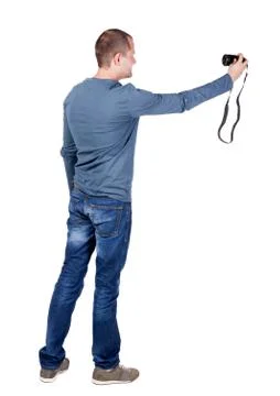 Back view of man photographing Stock Photos