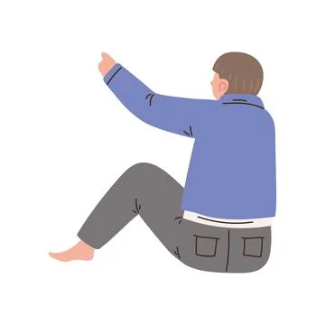 Back view man sitting Stock Illustration