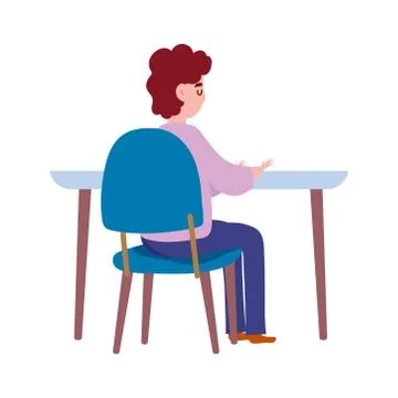 Back view man sitting on table isolated design icon イラスト素材
