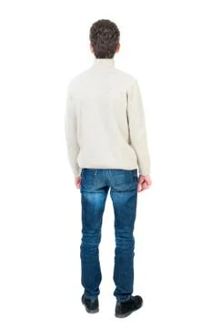 Back view of man . Standing young guy Foto stock