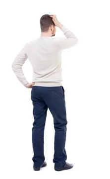 Back view of man . Standing young guy Stock Photos