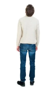 Back view of man . Standing young guy Foto stock