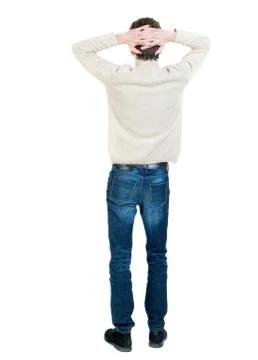 Back view of man . Standing young guy Stock Photos