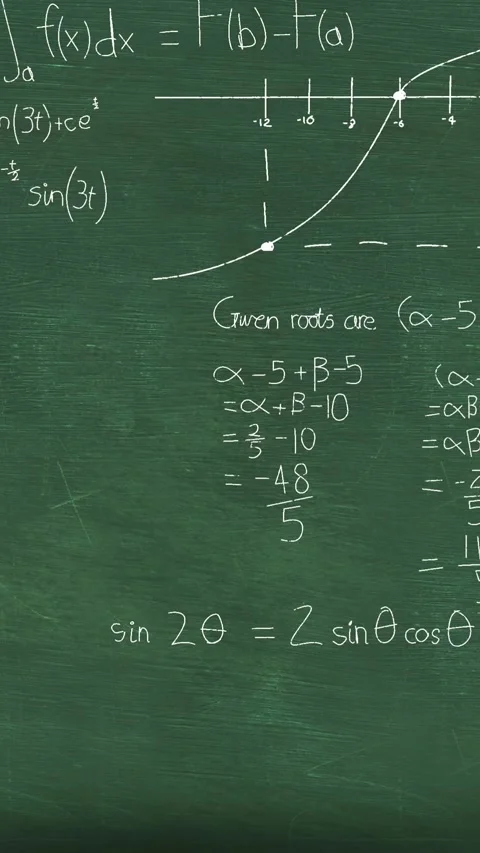 Back view of man thinking in front of moving maths calculations on chalkboard Stock Footage 342225537