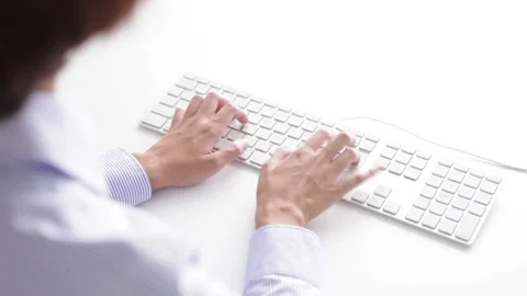 Back view of man using keyboard 스톡 동영상 158964124