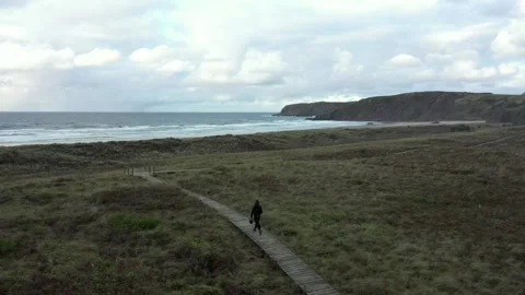 Back view of man walking alone on path a... | Stock Video | Pond5