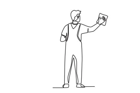 Back view of a man wiping the floor Stock Illustration