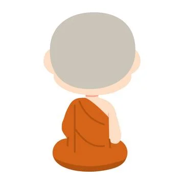 Back View of Meditating Monk 스톡 일러스트