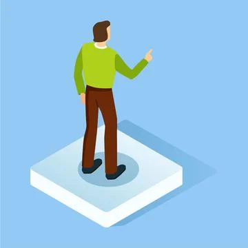 Back View. Person Performing on the Scene. Leader illustration Illustrazione stock