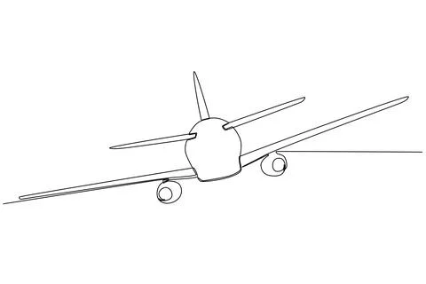 Back view of a plane landing Stock Illustration