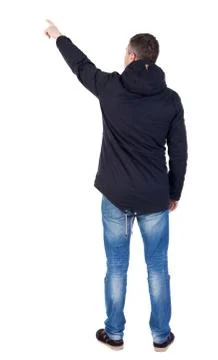 Back view of  pointing young men Stock Photos