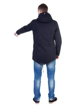 Back view of  pointing young men Stock Photos