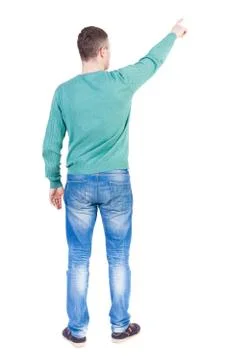 Back view of  pointing young men Foto stock