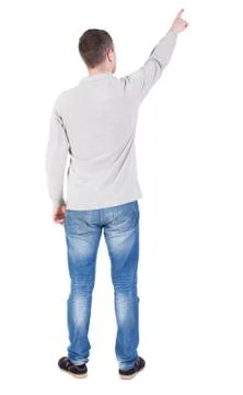 Back view of  pointing young men Stock Photos