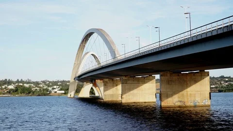 Back View of the Ponte JK Bridge in Brasilia, Brazil Video stock 112026119