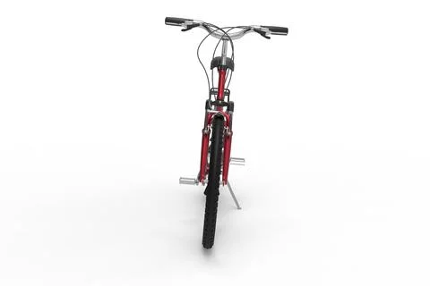 Back view of red bicycle red on white background Stock Illustration