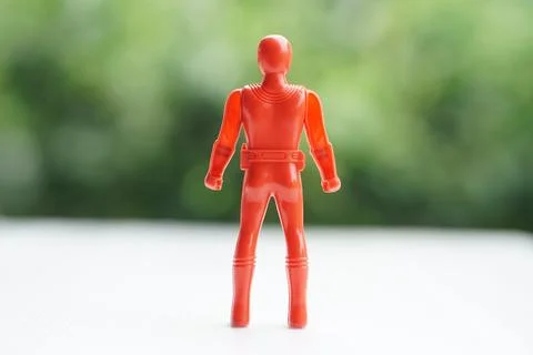 Back view of Red model of human plastic toy Stock Photos