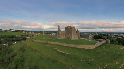 The back view of the Rock of Cashel in the hill in Ireland Stock Footage 70424824